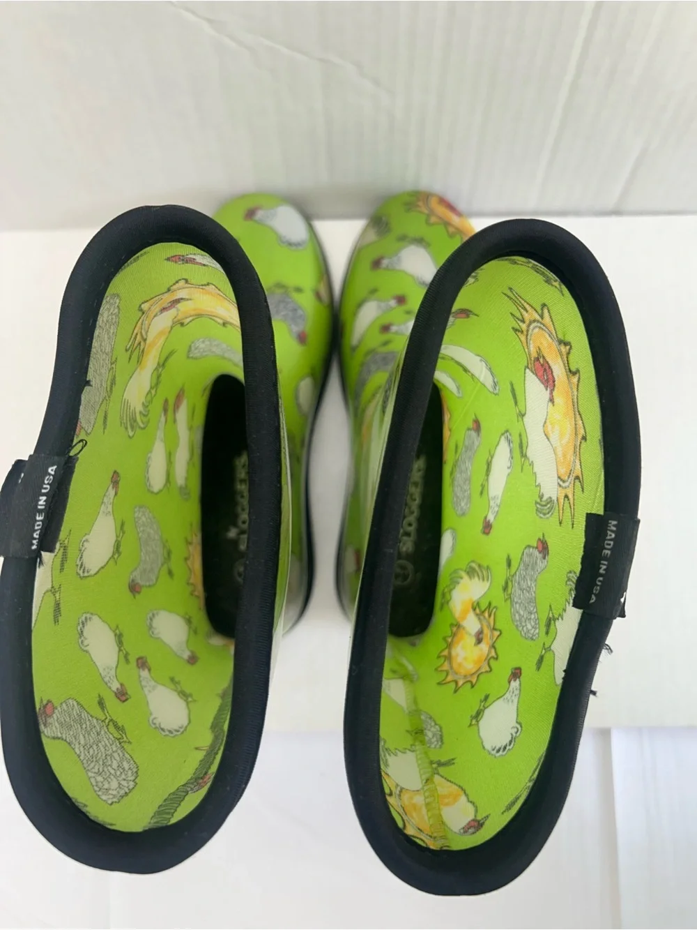 Sloggers Chicken Print Waterproof Rain & Garden Boots Kiwi Green Size 8